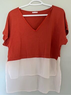 Burnt Orange Layered V-Neck Women’s Top by